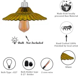 glowhere Yellow Glass Industrial Pendant Light | Retro Edison Hanging Lamp for Home Pendant Lamp Ceiling Lamp image 5