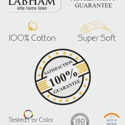 LABHAM Retro Grey & Black Geometric 180 TC Cotton King Bedsheet With 2 Pillow Covers image 2