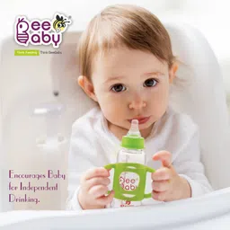 beebaby 100% Silicone Handle for Slim Neck Baby Feeding Bottle. (Green) 100% BPA Free. 4m+ image 4