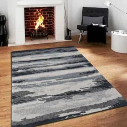 Grey Abstract Viscose 4 ft x 6 ft Hand Tufted Carpet by Saraswati Global-image-92