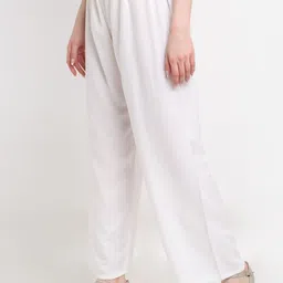 style access Women Regular Fit White Viscose Rayon Trousers image 3