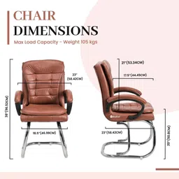 goyalson Ergonomic Visitor Chair for Office & Home Comfortable & Durable Chair Leatherette Office Adjustable Arm Chair image 2