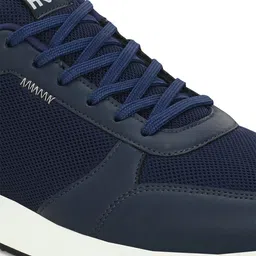 HRX by Hrithik Roshan Men Navy Blue & White Heritage  Textured Mesh Sneakers image 3