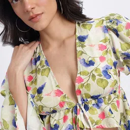 glitchez Casual Regular Sleeves Printed Women Green Top image 3