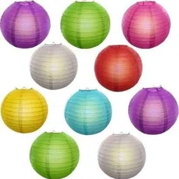 shikharretails PPR MC Round Hanging Ball Paper Lantern Balcony Decoration Pack of 11 Multicolor Paper Hanging Lantern-picture-32
