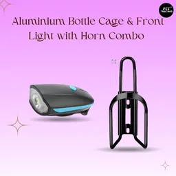 fcc racing Bicycle Aluminium Bottle Cage & Front Light with Horn | Lightweight USB Charging LED Front Light image 2