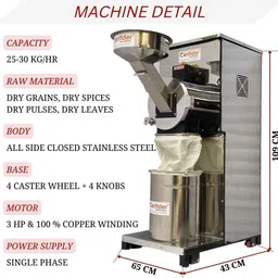 confider industries Mini Pulveriser 3HP | Provision for Accessories | 25-30 kg/hr Cap Atta Chakki | SS213, SS 2in1 Pulverizer, Flour mill, Atta chakki, 25kg/hr Flourmill image 4