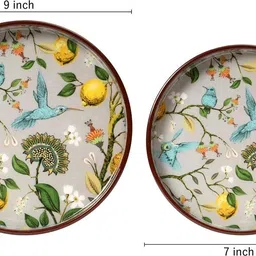 duli Set of 2 Round Decorative Serving Tray for Diwali & Festive Gifts Bird Tray image 5