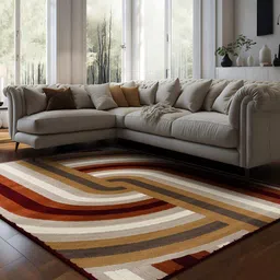sapana carpet-mats Brown Abstract Polypropylene 5 ft X 7 ft Machine Made Carpet image 1