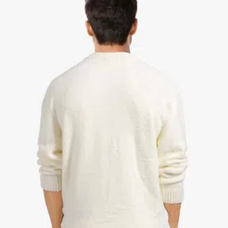 rare rabbit Men Solid Crew Neck White Sweater image 2