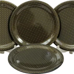 globenox Pack of 4 Melamin Heavy Melamine Plate Dinner Set Pack of 4 Golden Vertical Line Design Dinner Set-picture-14