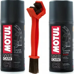 motul MC CARE C1 ( 150 ML) C2( 150 ML) With Red Chain Cleaner Brush Oil Flush and Treatment image 1