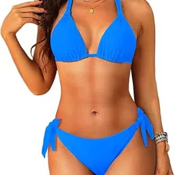 feuty Gorgeous Embroidered Women Bikini Dark Blue Swimsuit image 1