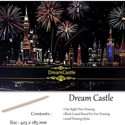 cortina Lago Scratch Coloring Postcard Fireworks / Set of 4 / 1 Scratch Stylus Greeting Card-picture-35
