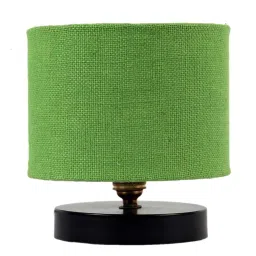 new era Classic Wooden Night Lamp with Jute Shade (Black & Green) image 5