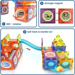 ridhimani 49 Pcs Light Magnetic Marble Run Building Blocks Set, Educational Toys for Kids image 2