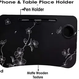 mayko & bayko Study Table/Bed Table/Portable Writing Desk for Office/Home/School(Black Flower) Wood Portable Laptop Table image 3