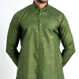 jodidar Men Solid Dupion Silk Straight Kurta-picture-11