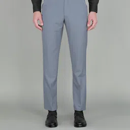park avenue Men Regular Fit Blue Polyester Trousers image 1