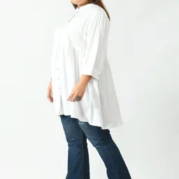 saakaa Casual Regular Sleeves Solid Women White Top image 2