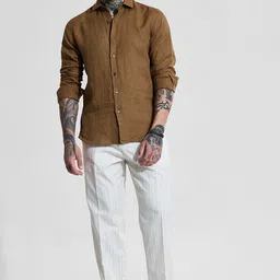 snitch Men Regular Fit Beige Polyester Trousers image 3