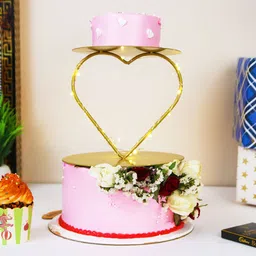 indian artisans Spacer Heart Shape cake stand Steel Cake Server (Gold, Pack of 1) Iron Cake Server image 3