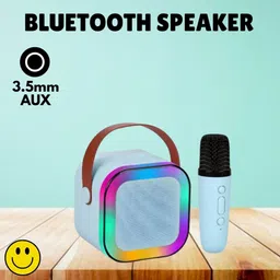 KEDARI K12 (PORTABLE BLUETOOTH DESKTOP SPEAKER)With Karaoke Mic RGB Light, HD SoundE94 10 W Bluetooth Laptop/Desktop Speaker-picture-34
