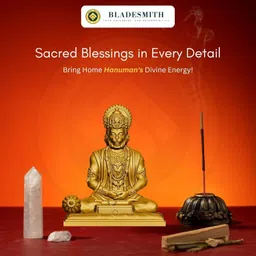 bladesmith Bajrangbali Hanuman ji Idol Statue murti Car Dashboard Home Decoration - Gold Decorative Showpiece - 12 cm image 4