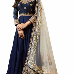 divine international trading co Semi Stitched Georgette Salwar Suit Material Embroidered, Self Design image 4