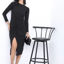 Women Sheath Black Below Knee Dress-image-35