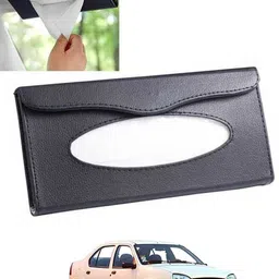 ccmm Universal Leatherite Black Rectangle Tissue Paper Box/Dispencer For Car-147 Vehicle Tissue Dispenser image 1