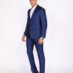 park avenue Men 2PC NOTCH BASIC- SUPER SLIM FIT Self Design Suit image 3