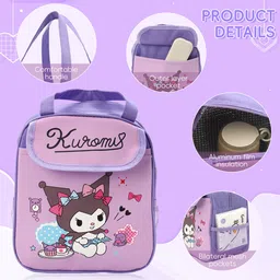 supvox Insulated Lunch Bag Kawaii Cartoon Kuromi Bento Handbag for Girls School Picnic Waterproof Lunch Bag image 4