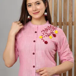 heartloom Women Embroidered Pure Cotton A-line Kurta image 4