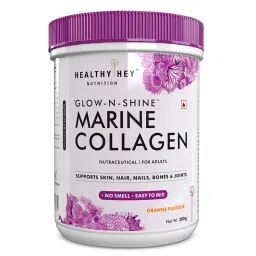healthyhey nutrition HealthyHey Marine Collagen Powder 200g - Marine Collagen Peptides | Type 1 Collagen Protein Supplement with Hyaluronic Acid | Amino Acids for Skin, Hair, Nails | Paleo Friendly, Non-GMO (Orange Flavour, 200g)-picture-15