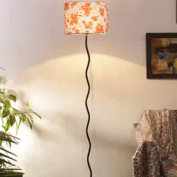 Haytham Multicolour Cottan Fabric Shade Club Floor Lamp With Iron Base By New Era image 1