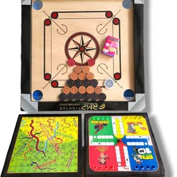 rmp Carrom board for kids with ludo, snake ladder, coins, striker and powder Carrom Board Game-picture-23