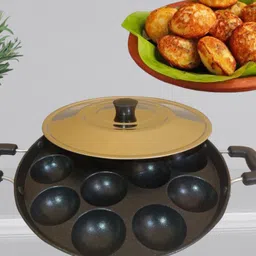 bigwin Cookware appam APPAMPATRA Ponganalu Maker Paniarakkalpan Paniyarakkal with Lid Paniarakkal with Lid 1 L capacity 24 cm diameter-picture-13