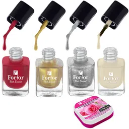 FORFOR Set of 4 Perfect Stay Trendy Nail Polish with Nail Enamel Removing Wipes image 2
