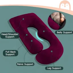 villagers LUXURY Microfibre Solid Pregnancy Pillow Pack of 1 image 3
