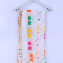 xpant Chiffon Embroidered White Women Dupatta image 2