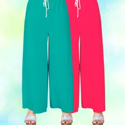 vspcreation Pack of 2 Women Regular Fit Multicolor Lycra Blend Trousers-picture-11