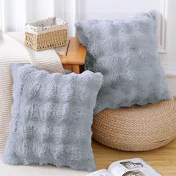 luxe home international Silver Solids 170 TC Polyester 2 Cushion Cover image 1