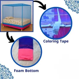 aarti Blue color Foldable Mosquito Net for Double Bed Durable,Washable (6X7) HDPE - High Density Poly Ethylene Washable Adults Mosquito Net image 3