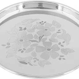 limetro steel Laser Printed Plates / Lunch Plates / Bhojan Thali (Size: 13 Inch, 6 Pcs ) Dinner Plate image 4