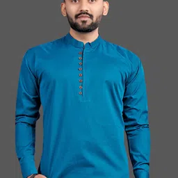 spoque Men Solid Cotton Blend Straight Kurta-picture-12