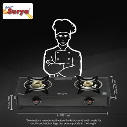 golden surya Spark | Toughened Glass | ISI Certified | "LPG Use | ( MS Powder Coated Frame) Iron Manual Gas Stove image 2