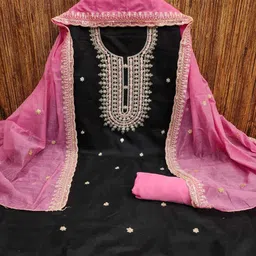 jakhitara Unstitched Chanderi Salwar Suit Material Embroidered-picture-39