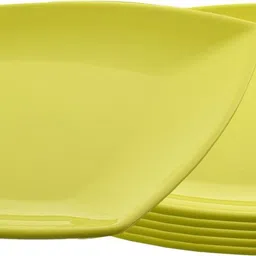 kuber industries Small Square 6 Pieces Unbreakable Virgin Plastic Microwave Safe Dinner/Serving Plates (Green) Dinner Plate image 3