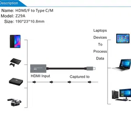 microware 4K HD to USB Type-C Video Audio Capture Card for Gaming OBS Live Broadcasting Media Streaming Device image 3